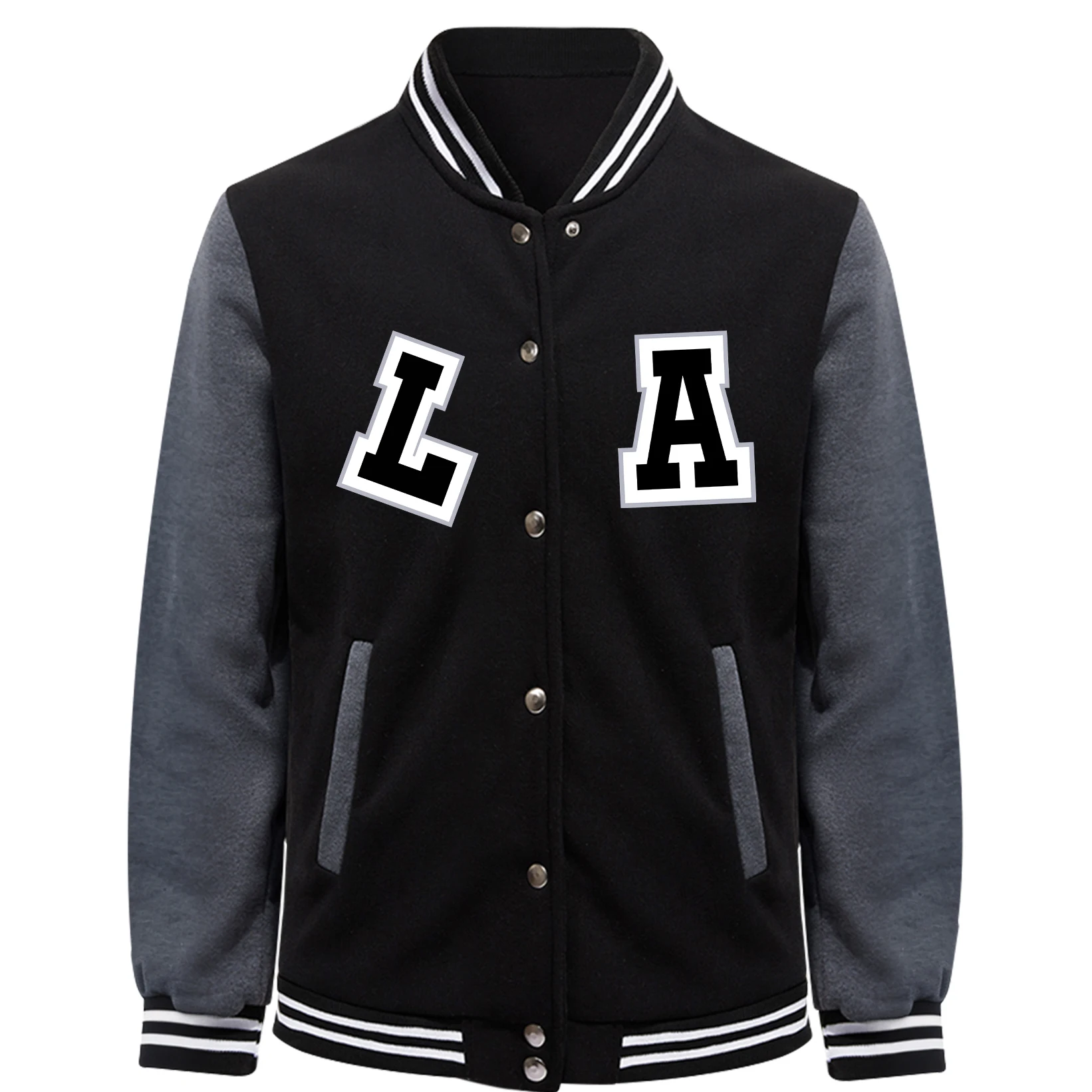 

Artistic Letters L And A Prints Baseball Jacket For Men Casual Loose Top Autumn Fleece Clothing Unisex American Hip Hop Coat