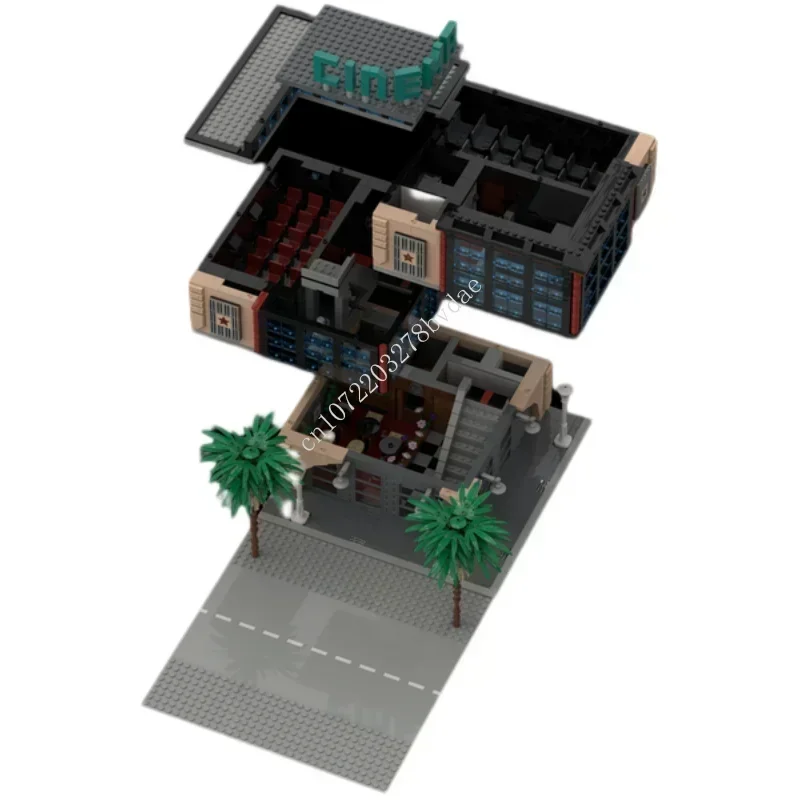 2569PCS Customized MOC Modular Modern Movie Theater street view Custom Puzzle Assembly Adultren birthday toys Christmas gifts