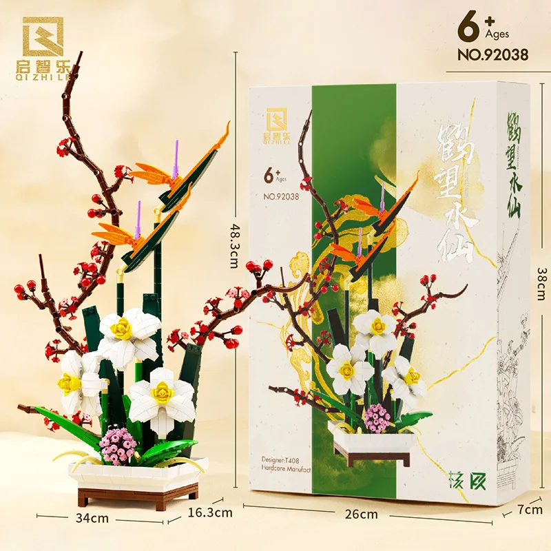 Ewige Blume Narzisse Modell Bausteine Botanische Sammlung Serie Flower World Ziegel Pflanze Pfirsichblüte