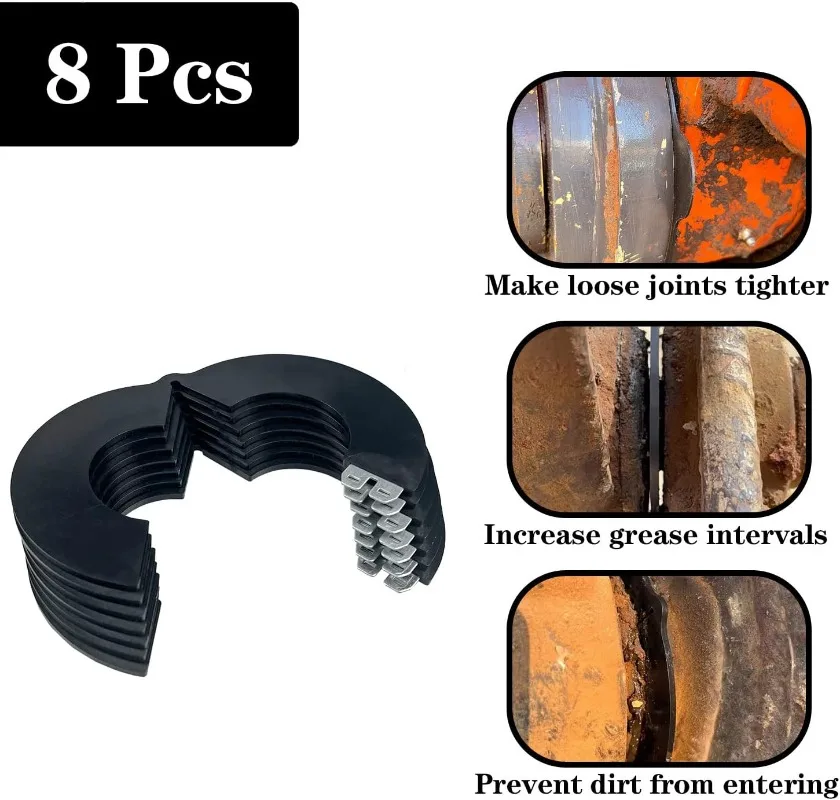 

8 Pack 45MM Excavator Bucket Pin Shim Kit Detachable for Excavator and Skid Steer for Kubota Komatsu Takeuchi 3mm Thickness