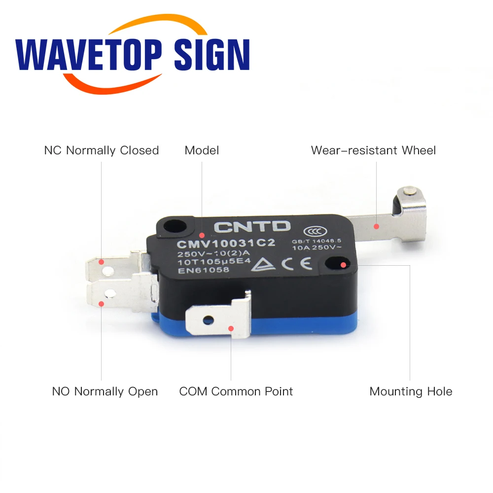 WaveTopSign ขนาดเล็กจํากัด CMV1003C12 Momentary Micro Switch ยาวสําหรับ CO2 เลเซอร์ตัดเครื่องเปลี่ยน CMV103D