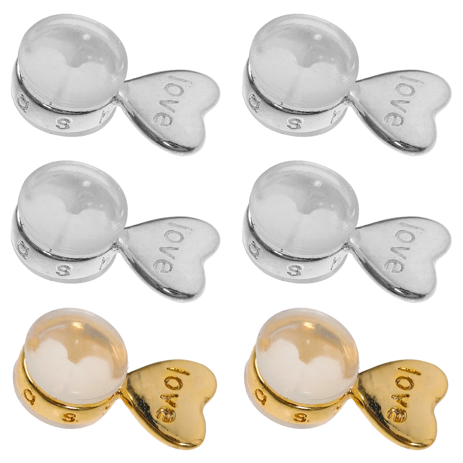 

6 Pcs Heart Shaped Silicone Earring Backs Stoppers Safety Plugs Lightweight Durable Fit Most Earrings Jewelry Accessories