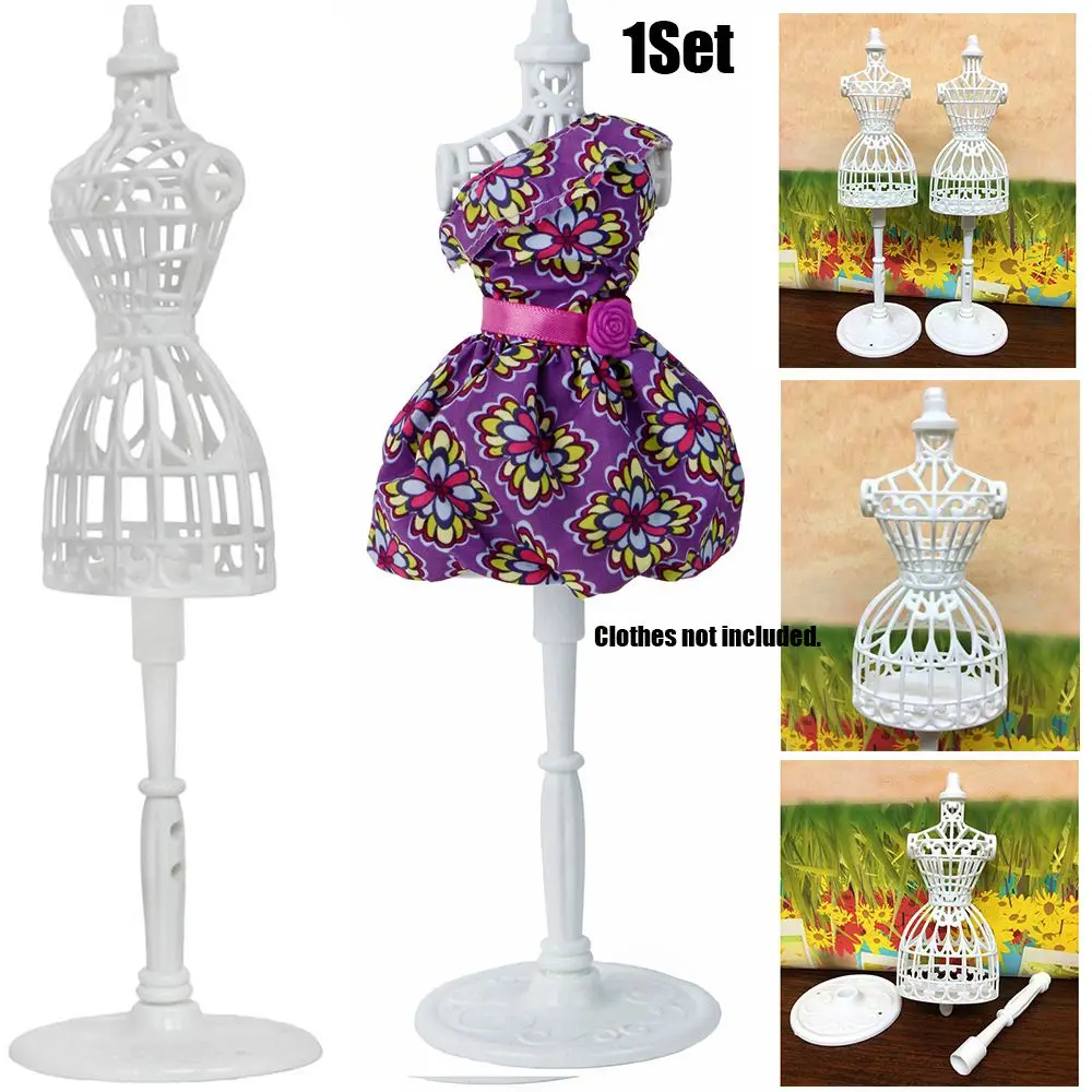 1Set Hot Girls Gift Gown Dress Clothes Doll Mannequin Holders White Display Rack Model Holder Stand Dollhouse Accessories