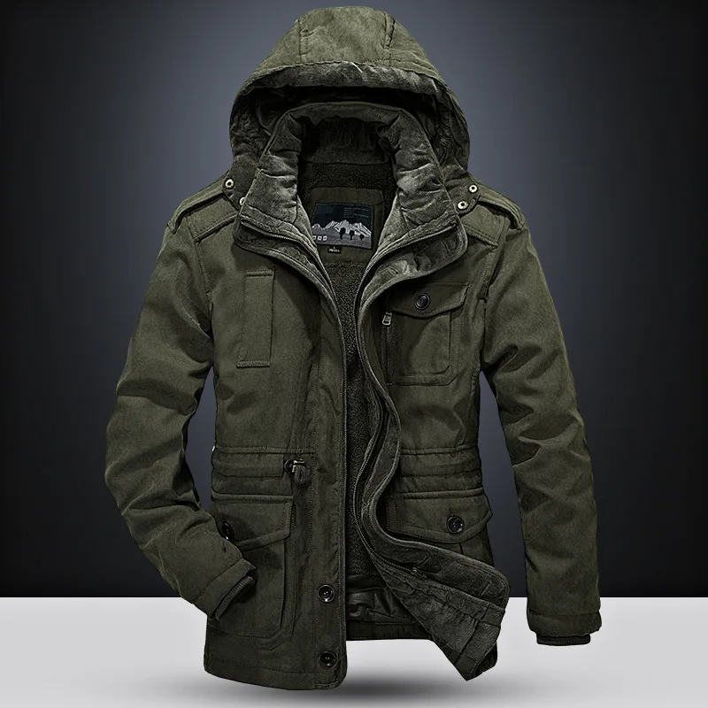 Mens Winter Hooded Outdoor Jacket Thicken Warm Waterproof Windbreaker Detachable Plush Inner Liner Outwear Casual Overcoat Parka