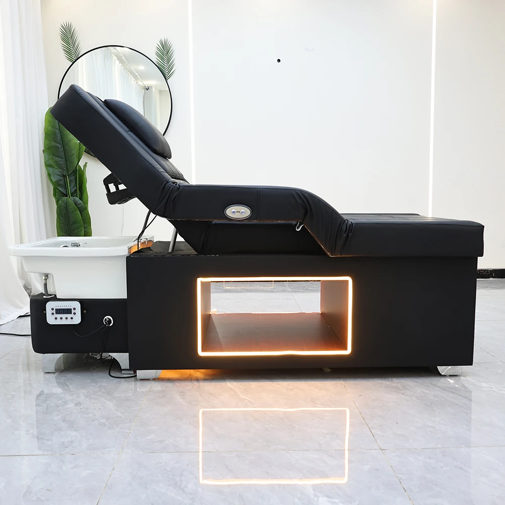 XinSheng Head SPA Salon Hair Washing Bed Shampoo Bed Thai Massage Table Barbershop Commercial Furniture with Foot Bath Basin