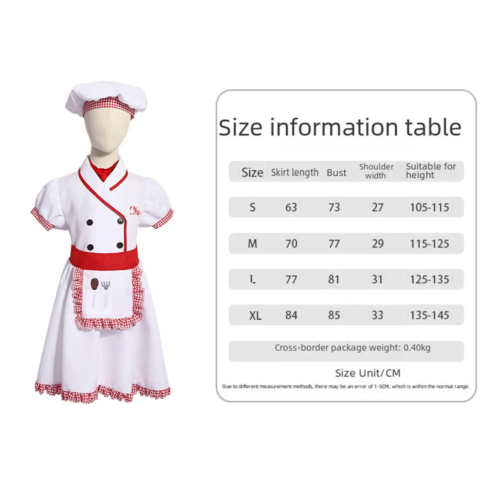 Chef Costume for Kids Baking Uniform Costume Accessories Kids Cooking Baking Set for Chef Role Playing Stage Performance Party view 5