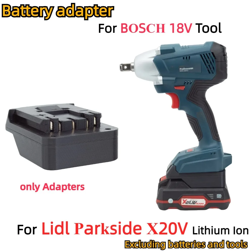 Adaptador Conversor para Bateria de Íon-lítio Lidl Parkside X20v Compatível com Ferramenta de Broca Elétrica sem Fio Bosch 18v Apenas Adaptador