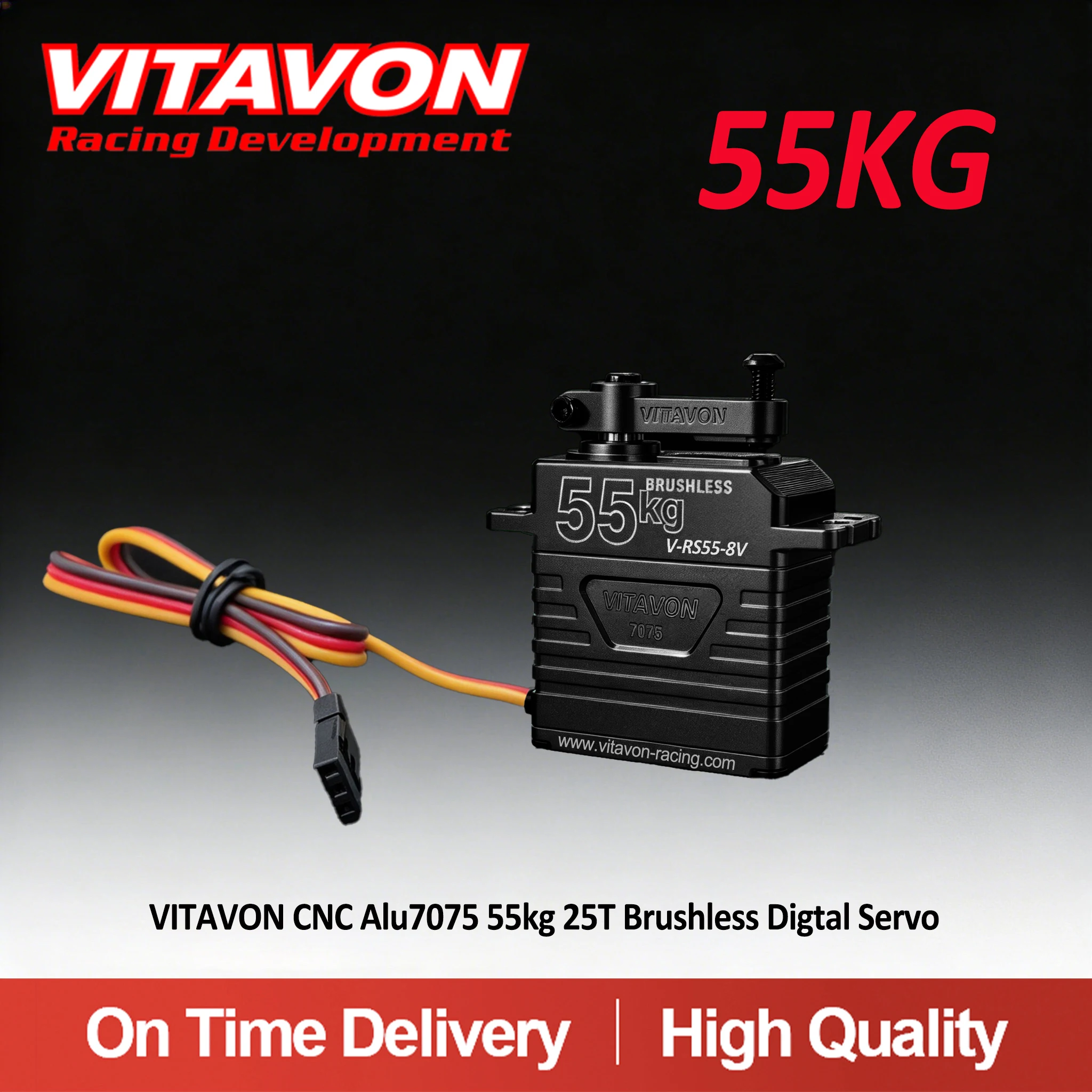 VITAVON 55KG 5-8.4V BrushlessDigtal Servo Comes with 25T Standard Servo Arm for 1/7,1/8,1/10 Scale Truck