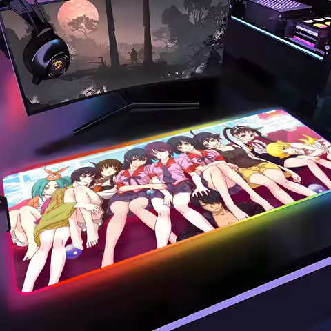 Ononoki Yotsugi FCNB Monogatari Mouse Pad Gamer Rgb Desk Mat Back Light Led Setup Gaming Accessories Deskmat Big Mousepad