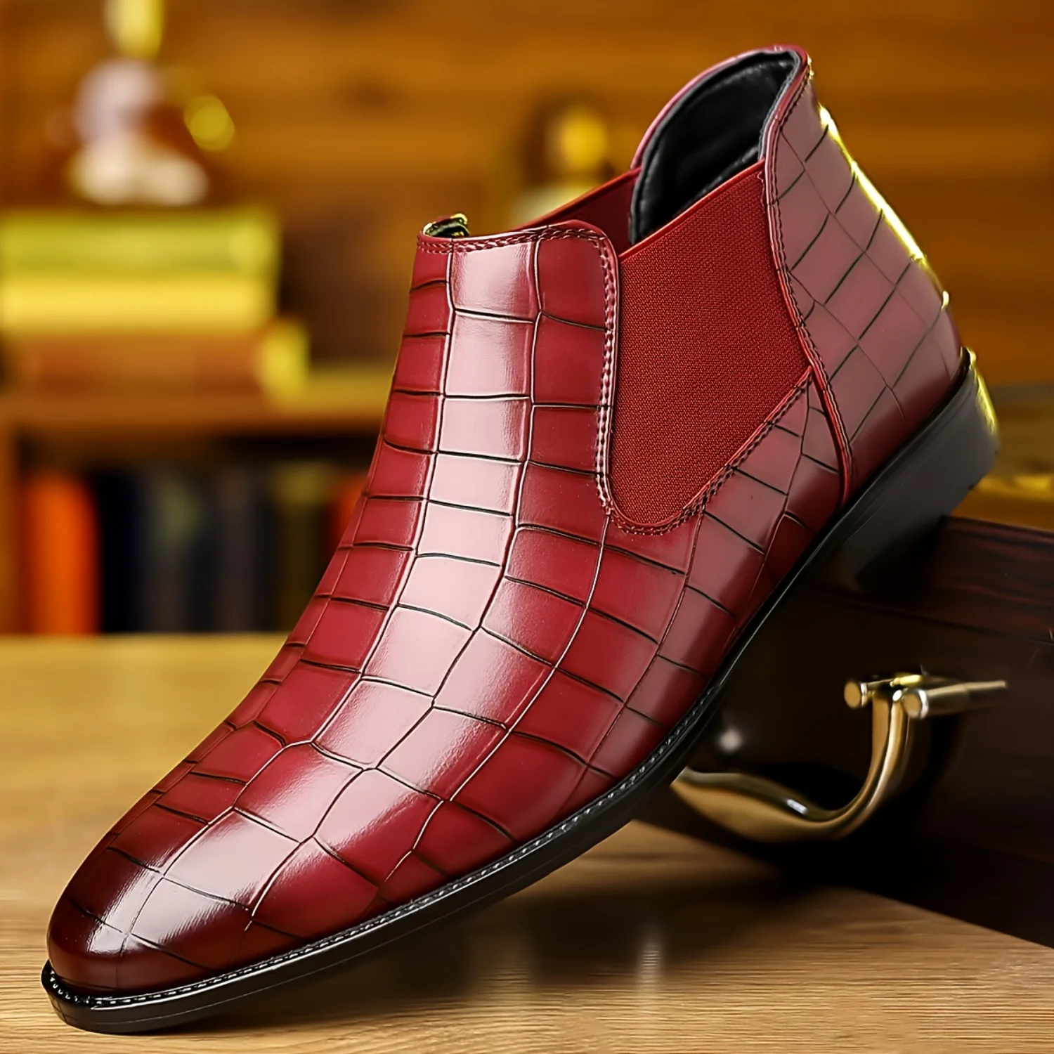 Plus Size Men's Vintage Old School Style Chelsea Boots, Comfy Non Slip Durable Striped Formal Shoes, Men's Business Footwear