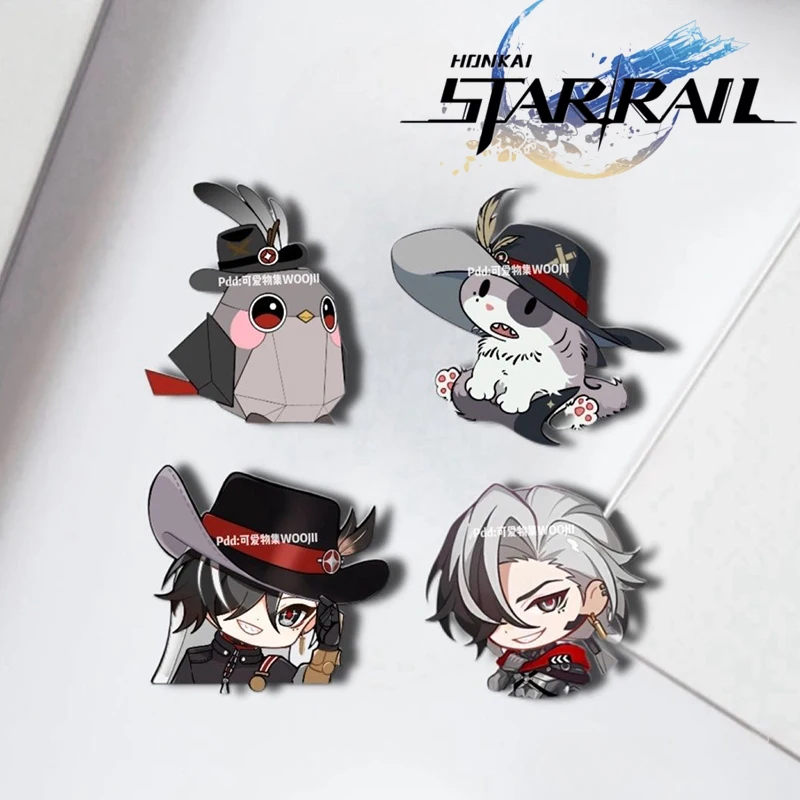 

Game Honkai Star Rail Boothill Cosplay Brooch Unisex Acrylic Badge Lapel Pin 4 Pcs/Set Jewelry Bag Costume Accessories Prop Gift