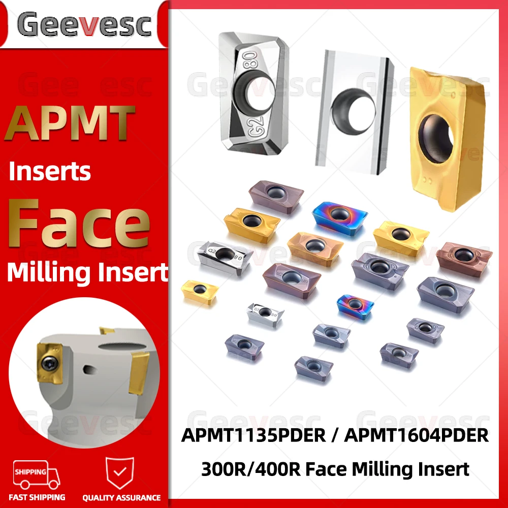 Face Milling Cutter Head Rod Carbide Insere Alumínio de Morrer Apmt1135 Apmt1604 Inserir 300r 400r Apmt 1135 1604 Aço Inoxidável