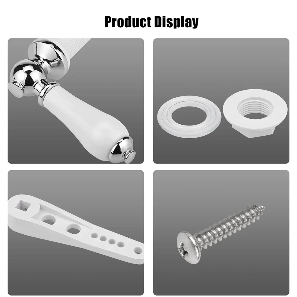 

Toilet Repair Silver Chrome Plated Handle Flush Tank Handle Exquisite Appearance Screw Fitting Traditional Design