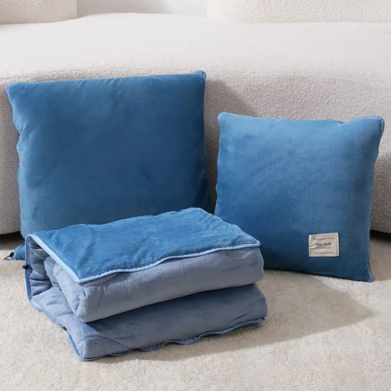 Soft Plush Convertible Pillow Blanket 2-in-1 Fleece Throw for Home Sofa Office Travel Adults All Seasons