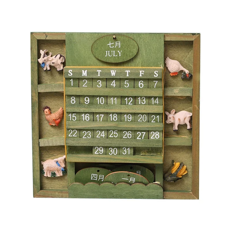 

Creative wooden perpetual calendar home wall hanging handmade DIY calendar ins wind desk calendar wall