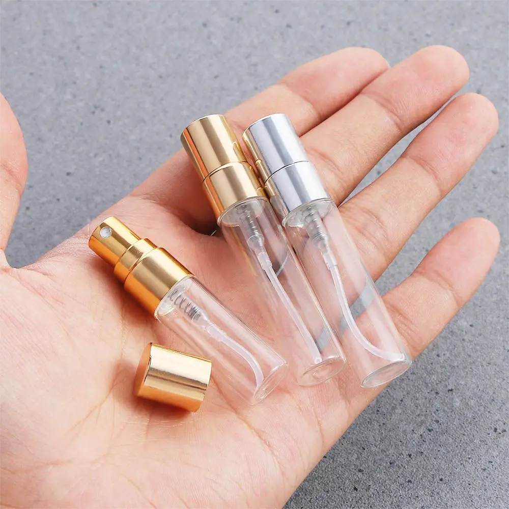 Transparent Gold Silver Cap Sample Vials Moisturizer Refillable Glass Bottle Spray Bottle Cosmetic Container  Atomizer