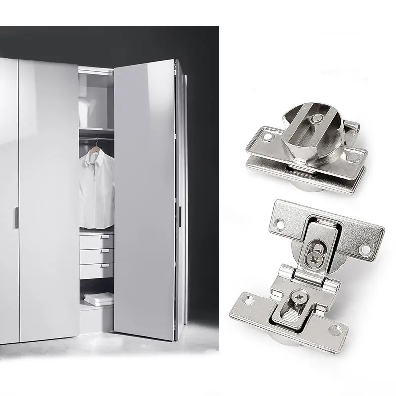 2PCS Wardrobe Cabinet Bi-Folding Door Hinges Hidden 180 Degree Hinge Zinc Alloy Swing Door Hinge Without Spring Door Hinge