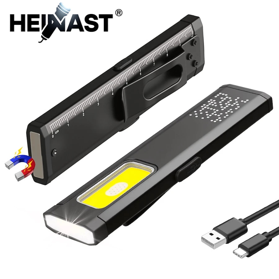 Powerful EDC Handheld Flashlight Dual Light Sources USB C Rechargeable Torch Outdoor Camping Flashlight Magnet Work Light