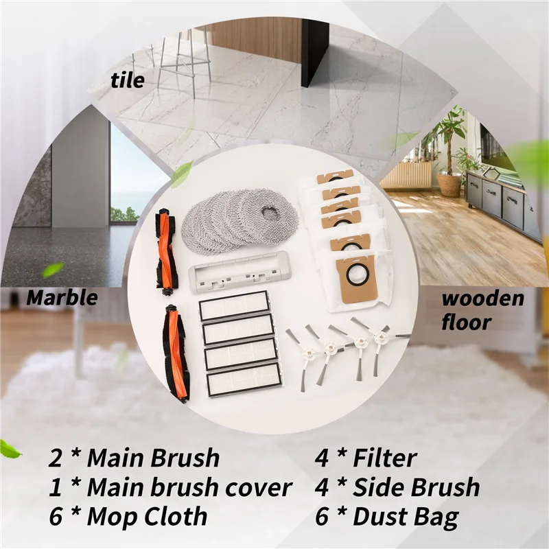 Xiaomiロボット掃除機X20+/X20 Plus用A24Pアクセサリーキット メインサイドブラシ HEPAフィルター モップクロス ダストバッグ 交換部品