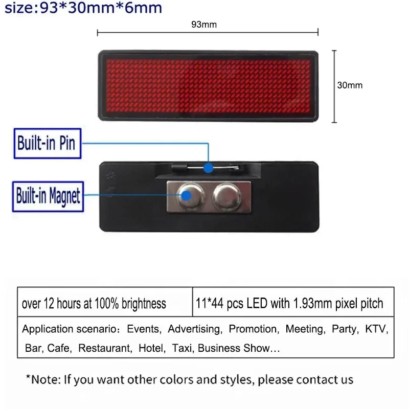 プログラム可能なミニLEDディスプレイ,USB広告看板,点滅するネームバッジ