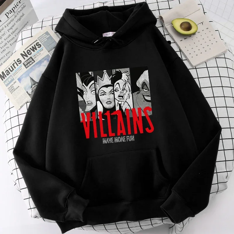 Disney Villain Graphic Printed Sweatshirts Anime Clothes Hoodie Women Clothing Winter Harajuku Long Sleeve Hoodies