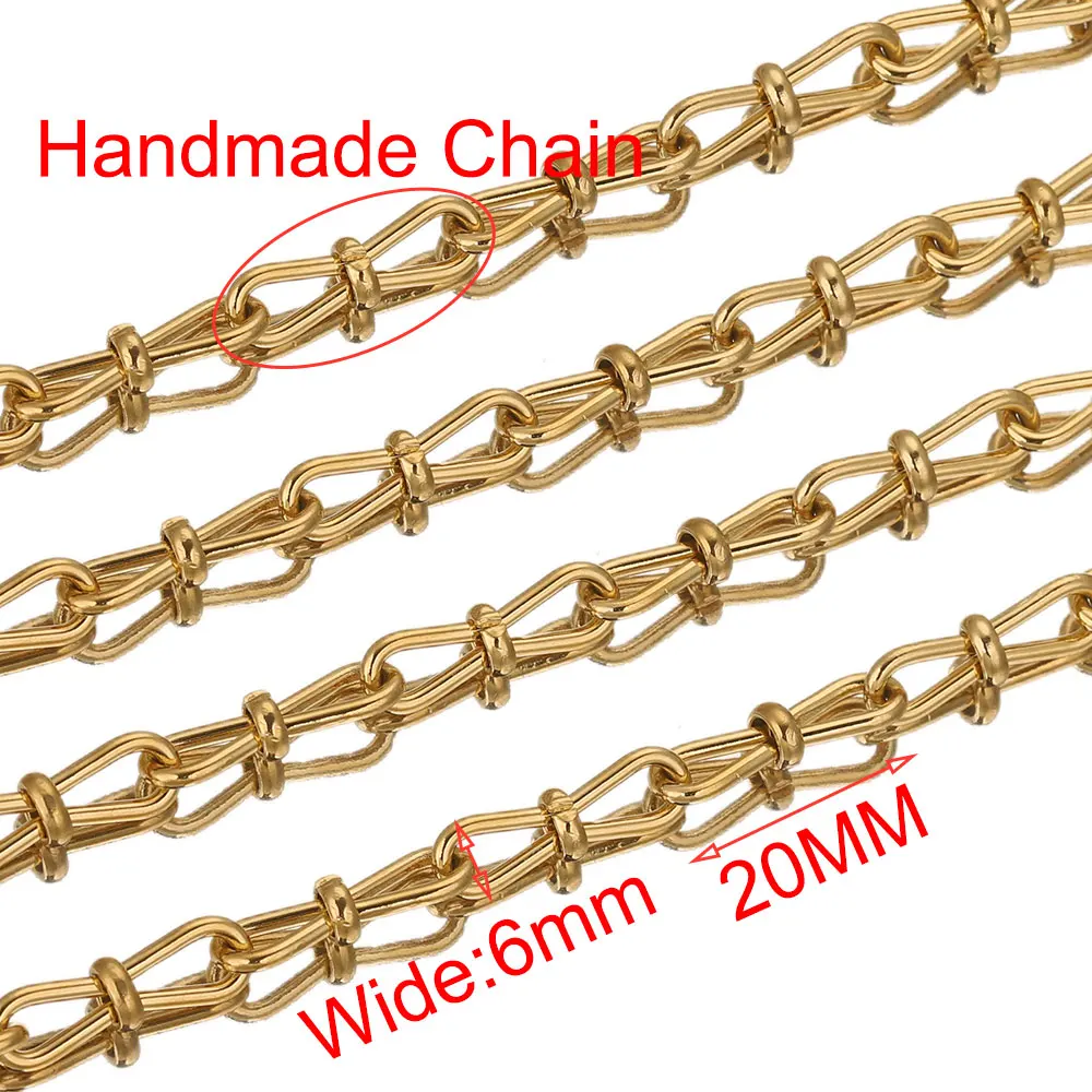 1 Meter Width 6mm Stainless Steel Plated Gold 8 Handmade Chain Roll Cuban Chains for Jewelry Making Supplies DIY Necklace Craft