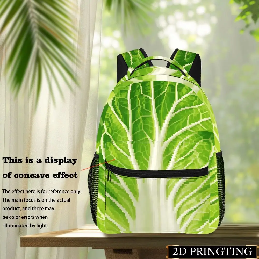 Green Pixel Leaf Pattern Student Backpack VersatilePrint The Printed and Trendy Student Backpack Features
