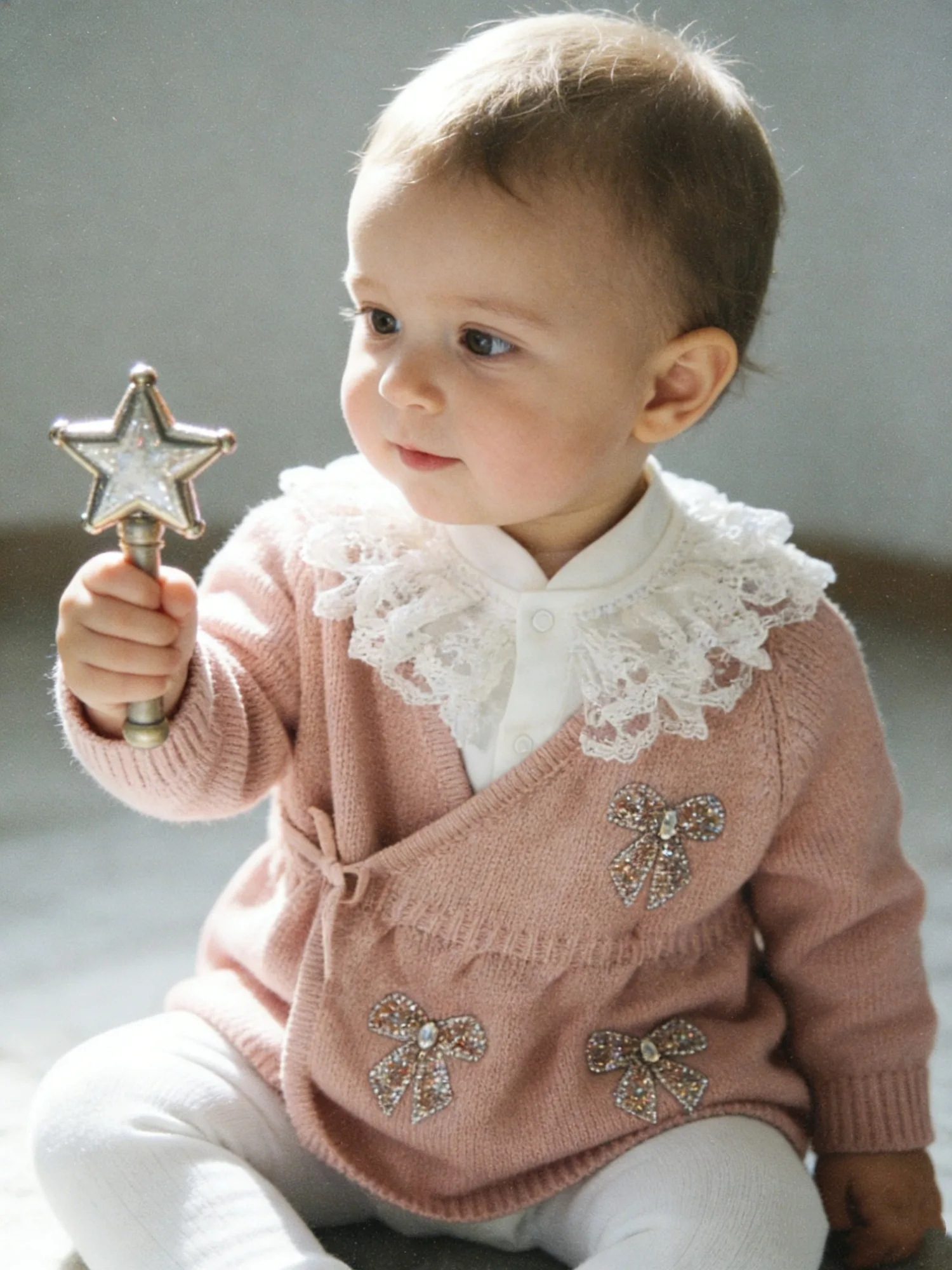 Premium Baby Girl Princess Formal Set - Pink Crown & Lace Design - Perfect for Baptism & Special Ceremonies