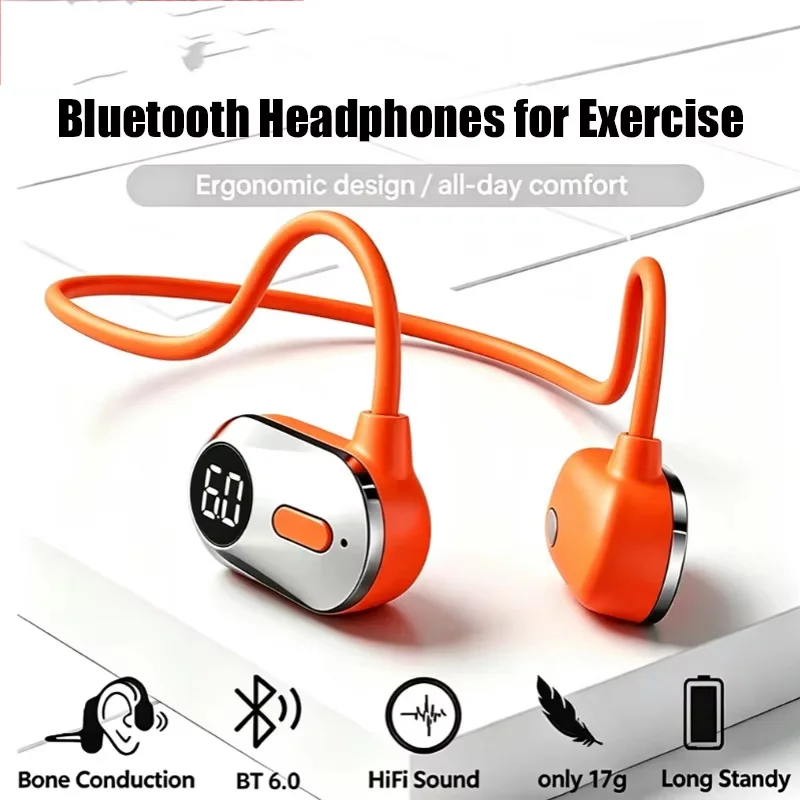Knochenleitungs-Bluetooth-Kopfhörer, Nicht-In-Ear-Sport- und Lauf-Bluetooth-Kopfhörer mit extrem langer Akkulaufzeit
