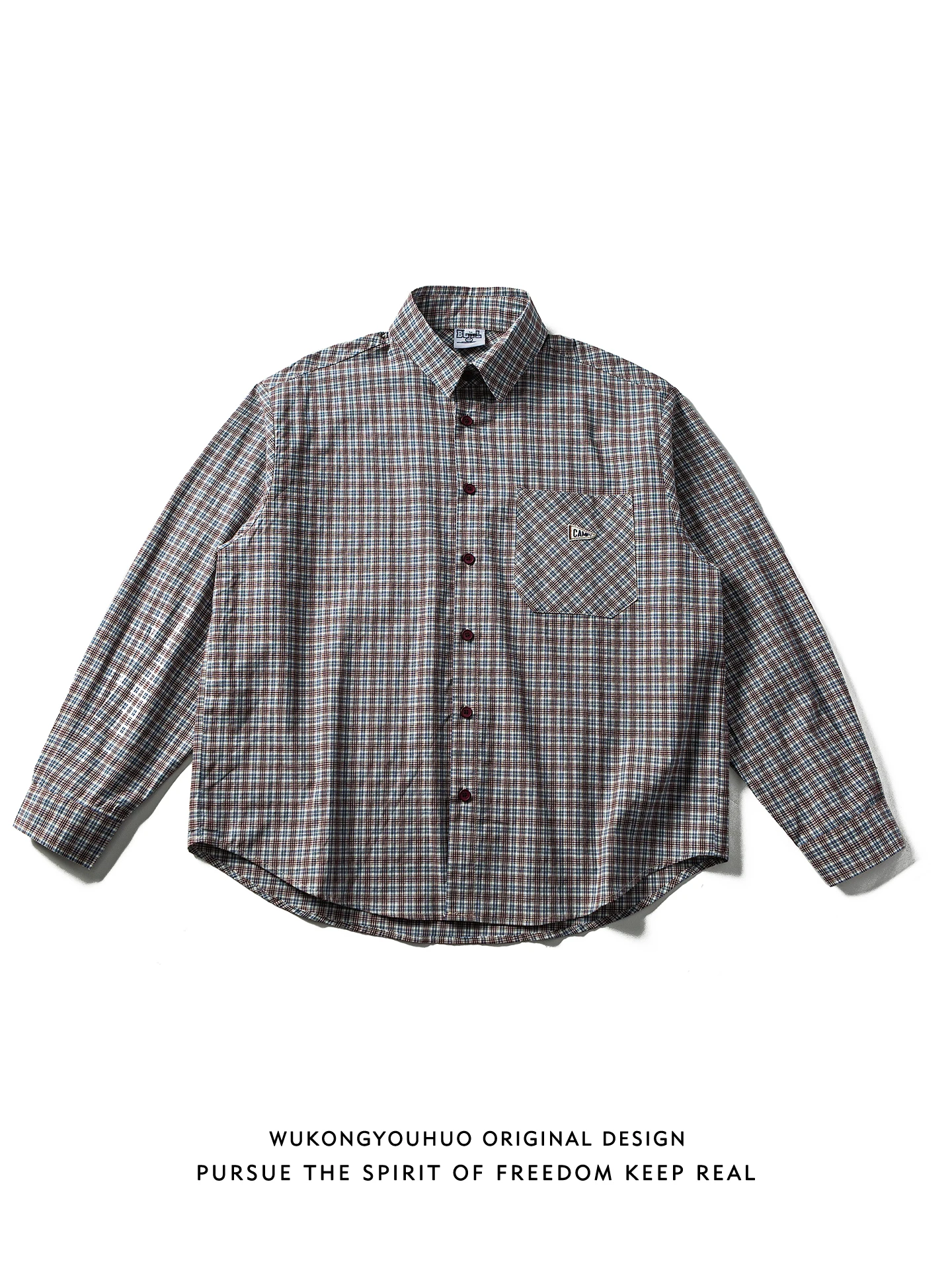 

Весна 2026 ex Plaid Long Sve Свободная повседневная универсальная верхняя одежда Молодежный тренд Износостойкая весенняя одежда