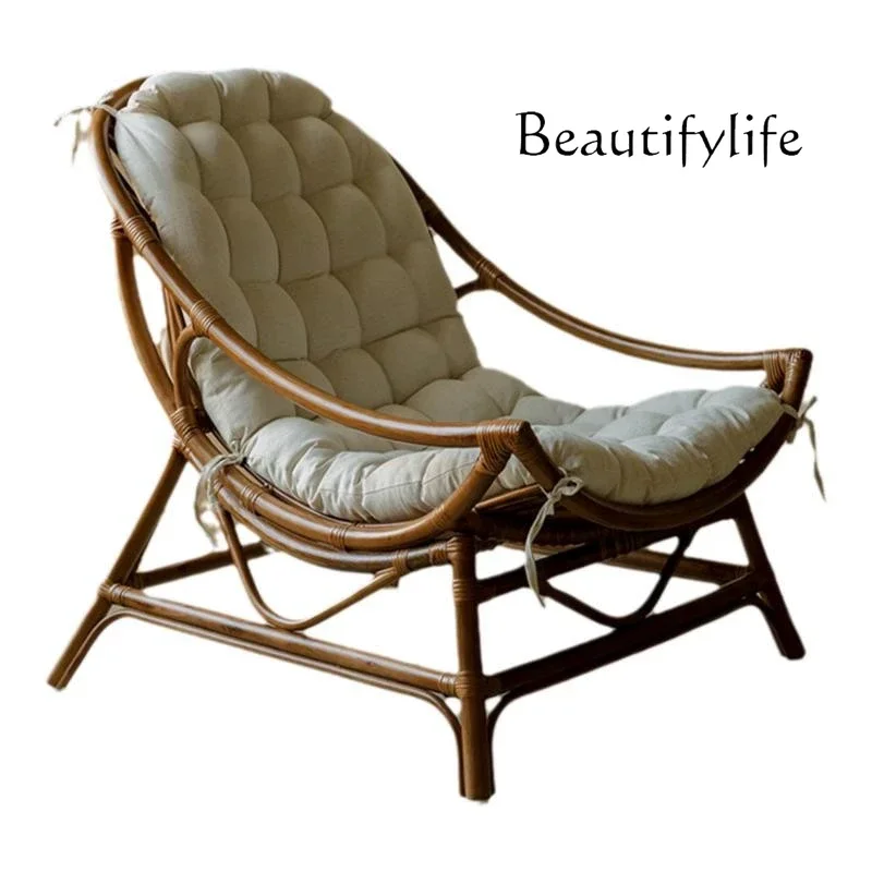 

Natural rattan sofa chair for the elderly lunch break recliner balcony living room household lazy backrest happy chair