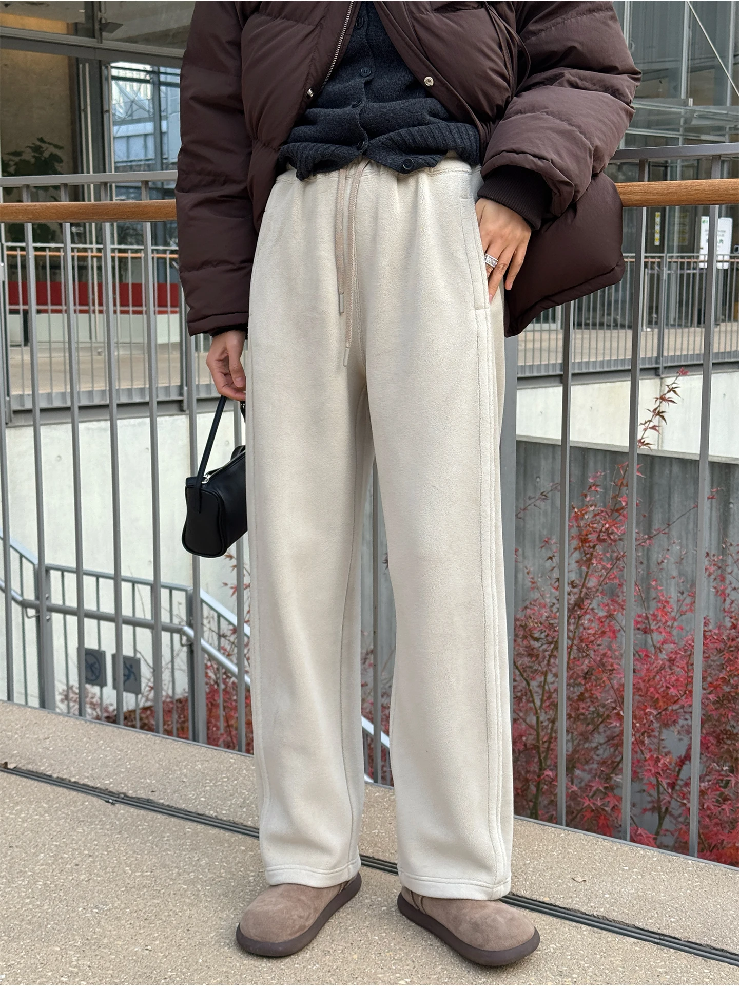 

Warm Fce Straight Leg Casual Pants Women's Spring 2026 New Small Size Wide Leg Long Leisure Trousers Comfortable Fit