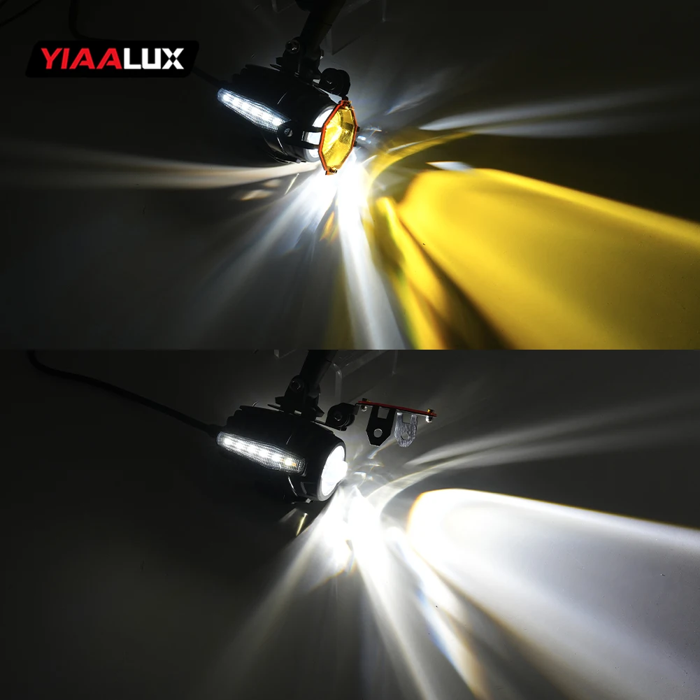 YIAALUX المصباح مع التبديل الأضواء أصفر أبيض القيادة أضواء كشاف العمل دراجة نارية سكوتر الضباب الخفيف