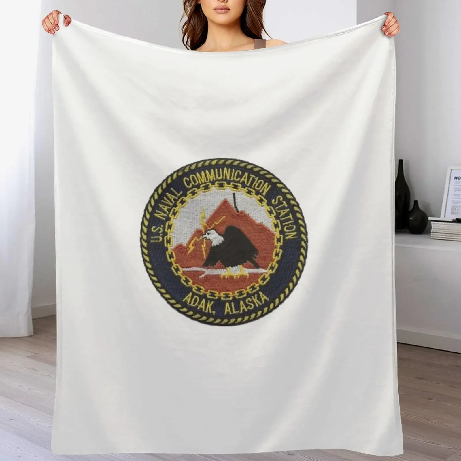 US Naval Communication Station Adak Alaska Throw Blanket Warm Flannel Blanket for Couch Chair Bedroom