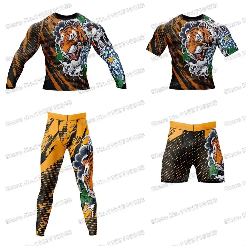 Revived Beast Short Rash Guards Surfing Beach Trousers Swimwear Diving Gym Long sleeves MMA BJJ Men Jiu Jitsu Fitness Sets