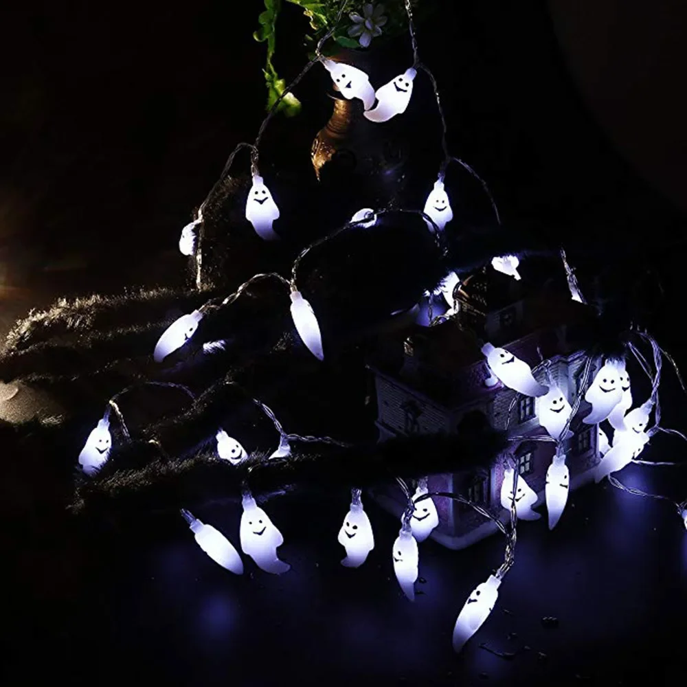 屋外ソーラーLEDゴーストライトガーランド,ソーラーパネル,防水,クリスマス,庭の装飾