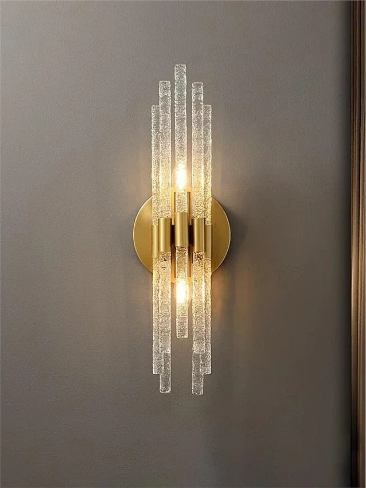 Modern Modern Luxury Water Patterned Glass Wall Lamp Minimalist Balcony Hallway Living Room Dining Room Hotel Bedroom Bedside Li