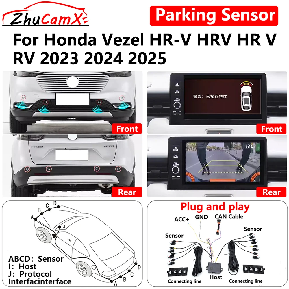 

ZhuCamX for Honda Vezel HR-V HRV HR V RV 2023 2024 2025 Car Parking Sensor Front Rear Reverse Assist Reversing AID System