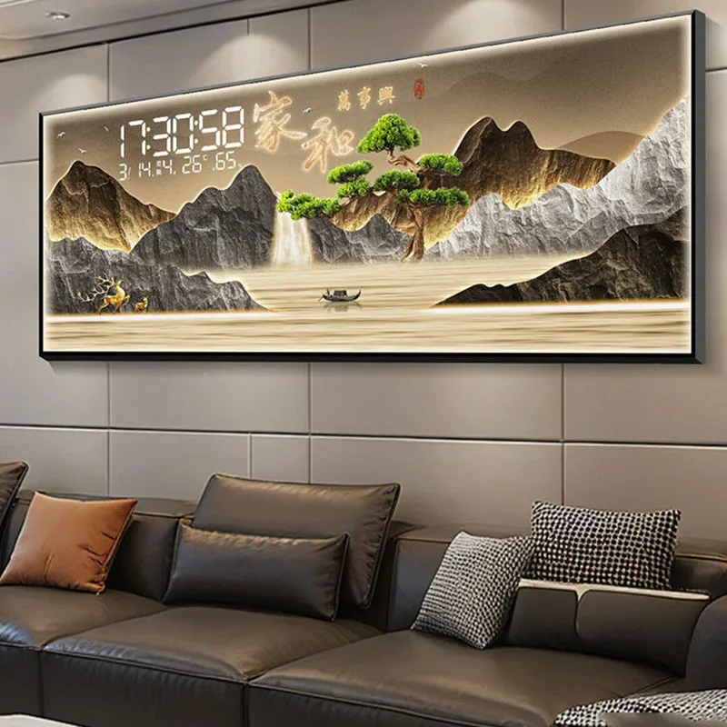 A*-Luxury Design Wall Watch Led Chinese Style Creative Silent Aesthetic Interior Clock Wall Vintage Art Mural Home Decor./