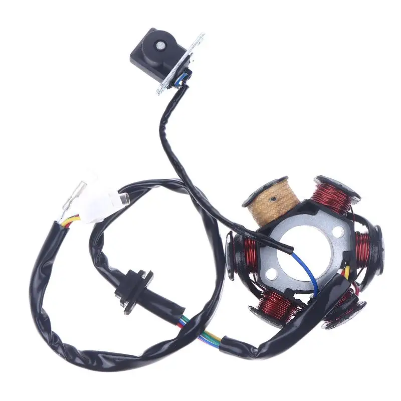 Gy6 50cc 125cc ATV دراجة الجيب الرباعية نصف الموجة الإشعال الجزء الثابت المغناطيسي، 6 أقطاب 5 أسلاك.