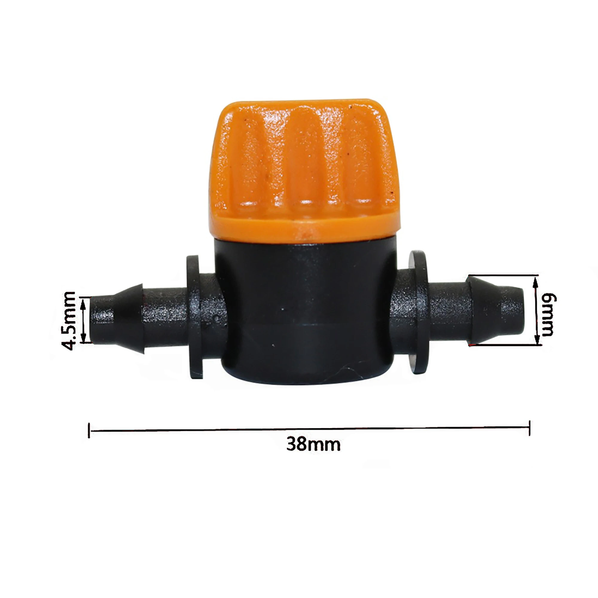 20Pcs 1/4''Barbed Valve Two Way Plastic Ball Valve Aquarium Shut Off Coupling Connector for Garden Micro Irrigation Pipe Fitting