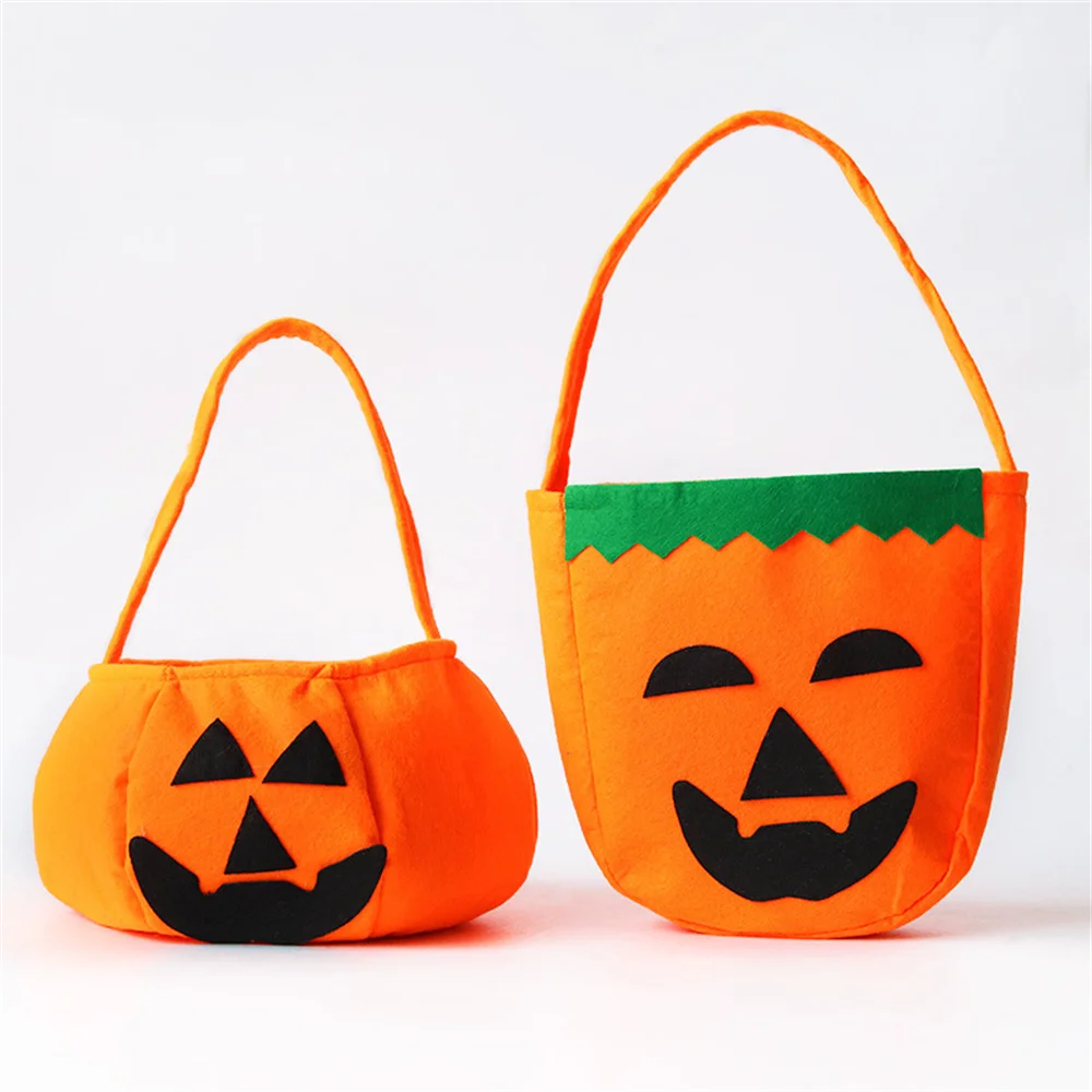 Non-Woven Halloween Pumpkin Bag Portable Handbag Halloween Props Basket Candy Bag Halloween Party Decor Gift Bags