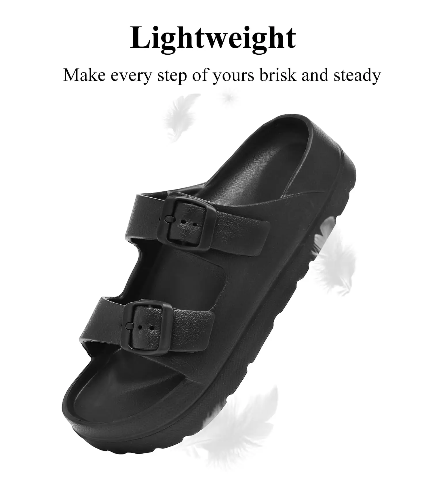 Bebealy Womens Platform Sandals With Arch Support Beach Summer Sandals Adjustable Buckle Woman Comfort Lightweight EVA Slides