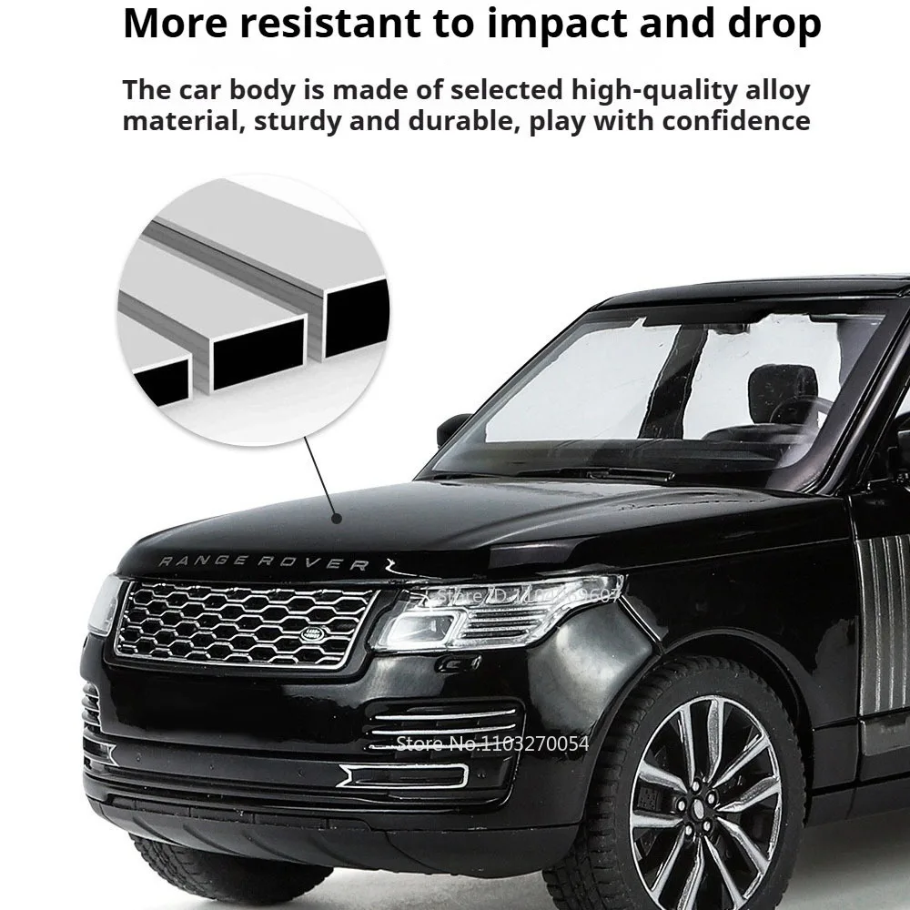 1:24 Range Rover LX600 Diecast Model Alloy Toys Car with Sound Light Pull Back Miniature Vehice Doors Opened Cars Exquisite Gift