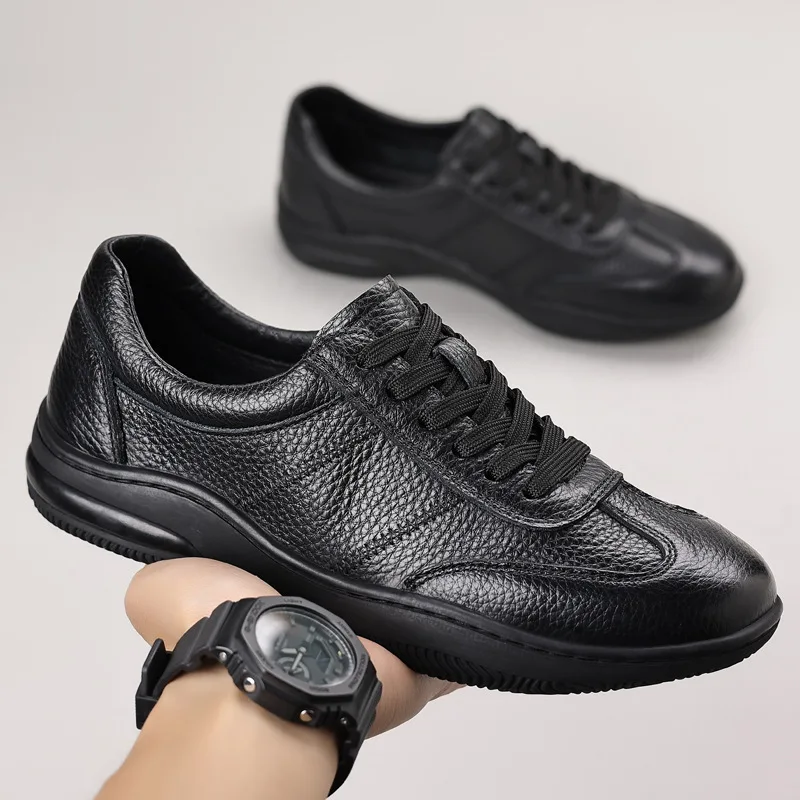 

Новая мужская повседневная обувь из натуральной кожи, модная спортивная обувь с острым носком, кроссовки на шнуровке для молодых людей