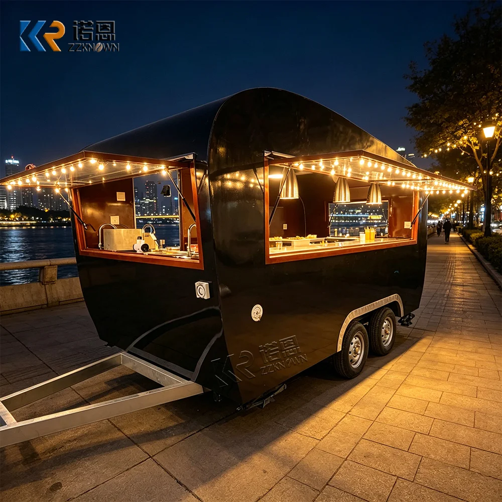 New Design Fast Food Truck Bike Commercial Food Trailer Outdoor Mobile Food Truck Trailer with Led Lights Screens