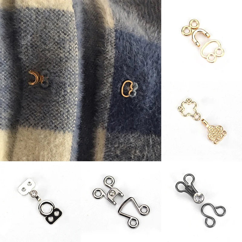 Metal Hidden Buttons Hooks Mini Collar Bra Underwear Invisible Hook  Sweater Buckle Button DIY Garment Bag Sewing Accessories