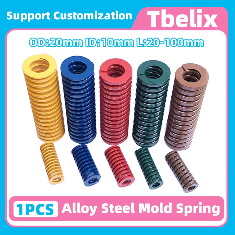 Tbelix 1PCS Mold Spring Coil Compression Springs Alloy Steel Die Spiral Stamping Springs OD=20mm ID=10mm L=20mm-100mm