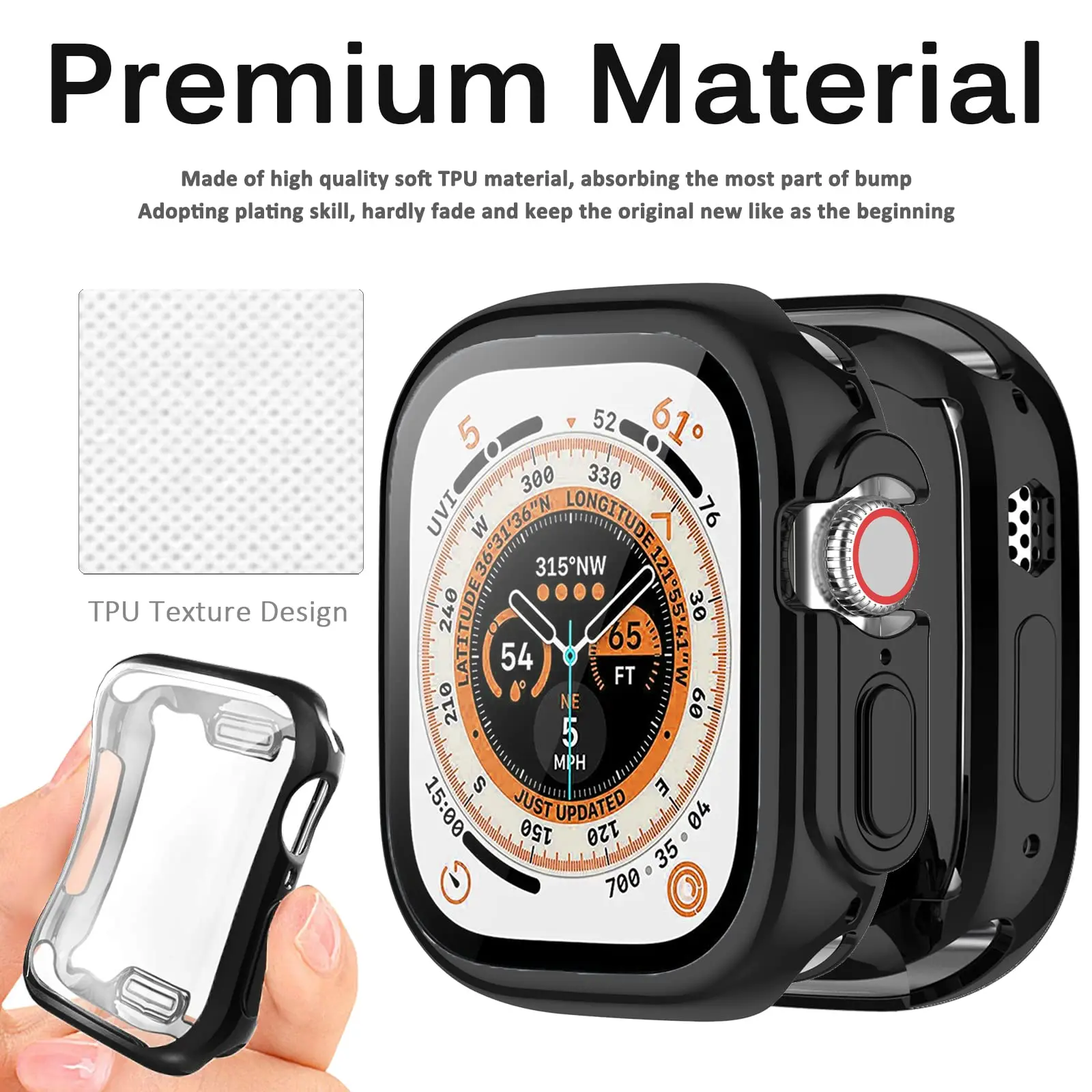 Soft TPU Case for Apple Watch Ultra 49mm Screen Protector Anti-Scratch Shockproof Shell Protective Cover iWatch Ultra case 49mm