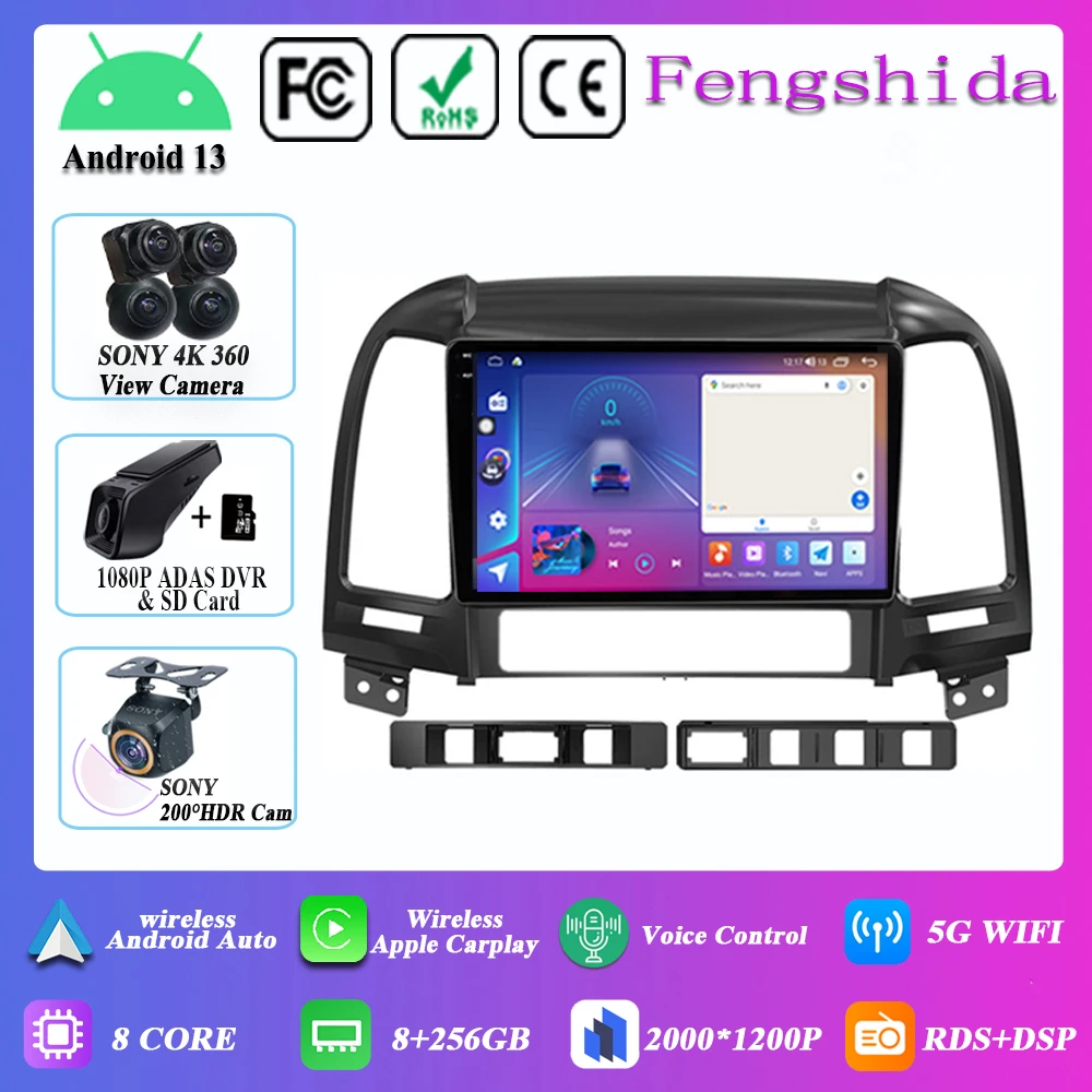 

7862 CPU Android 13 For Fe 2 2006-2012 car radio multimedia player navigation No 2din DVD 5G WIFI BT Stereo unit